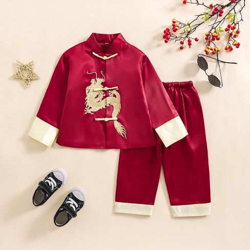 Boys Tang Suit Dragon Kung Fu Outfit Chinese New Year Clothing Chinese Traditional Clothes for Kids in Saudi Arabia