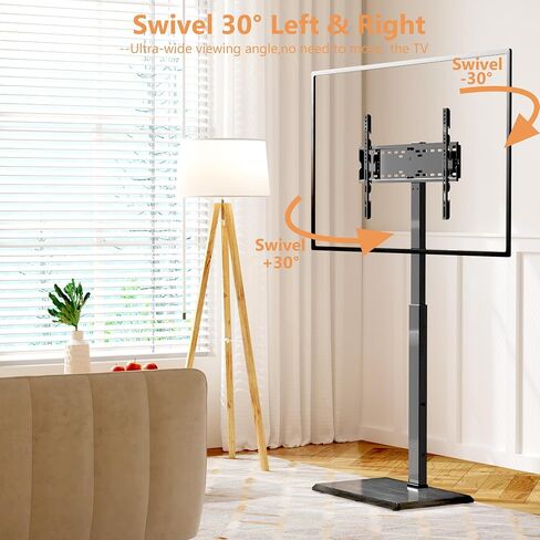 Universal Swivel Floor TV Stand,TV Floor Mount Stand with Power Outlet for 32-75 inch TV up to 110 lbs, Swivel and Height Adjustable Tall TV Stand for Bedroom,Office(TCP01-M-A01) in Saudi Arabia