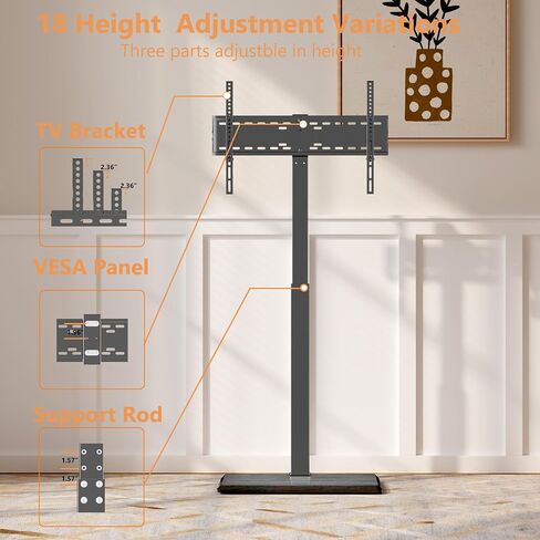 Universal Swivel Floor TV Stand,TV Floor Mount Stand with Power Outlet for 32-75 inch TV up to 110 lbs, Swivel and Height Adjustable Tall TV Stand for Bedroom,Office(TCP01-M-A01) in Saudi Arabia