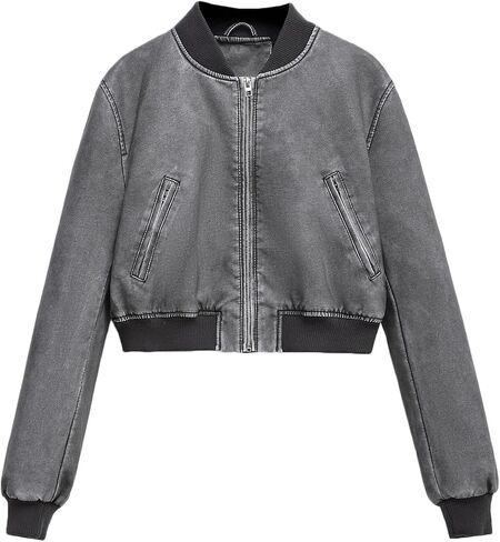 LY VAREY LIN Womens Faux Leather Varsity Jacket Biker Baseball Streetwear Casual Coat in Kuwait