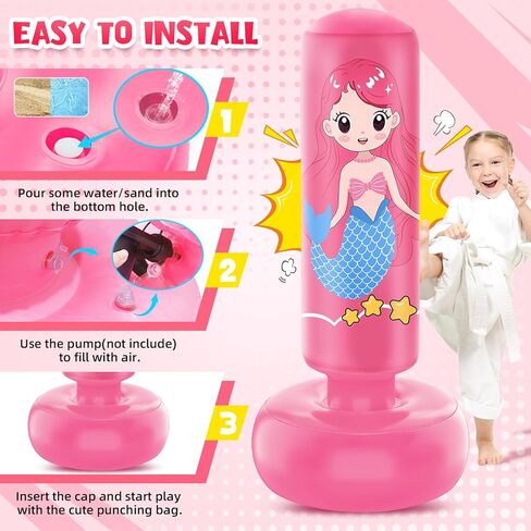 أكياس ملاكمة قابلة للنفخ للأطفال مقاس 3-8، حقيبة ملاكمة مقاس 47 بوصة للأطفال، حقيبة ركل مع قفازات ملاكمة للأطفال، حقيبة ملاكمة للأطفال، مجموعة ملاكمة للأطفال لتدريب الكاراتيه والتايكوندو MMA in Kuwait