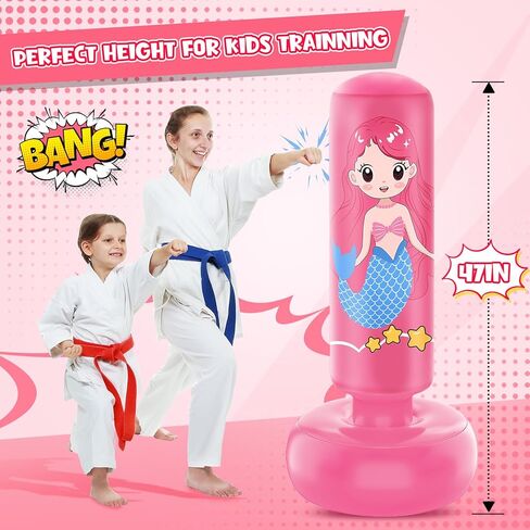 أكياس ملاكمة قابلة للنفخ للأطفال مقاس 3-8، حقيبة ملاكمة مقاس 47 بوصة للأطفال، حقيبة ركل مع قفازات ملاكمة للأطفال، حقيبة ملاكمة للأطفال، مجموعة ملاكمة للأطفال لتدريب الكاراتيه والتايكوندو MMA in Kuwait