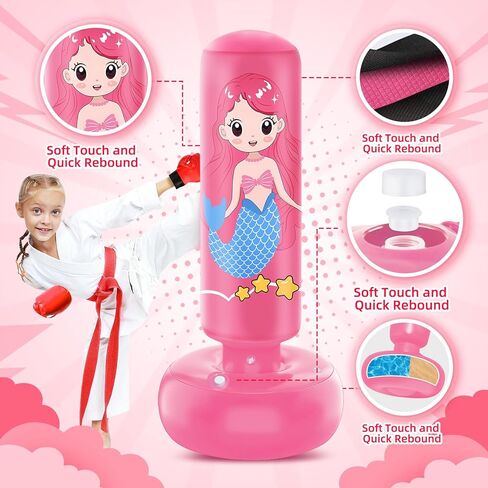 أكياس ملاكمة قابلة للنفخ للأطفال مقاس 3-8، حقيبة ملاكمة مقاس 47 بوصة للأطفال، حقيبة ركل مع قفازات ملاكمة للأطفال، حقيبة ملاكمة للأطفال، مجموعة ملاكمة للأطفال لتدريب الكاراتيه والتايكوندو MMA in Kuwait