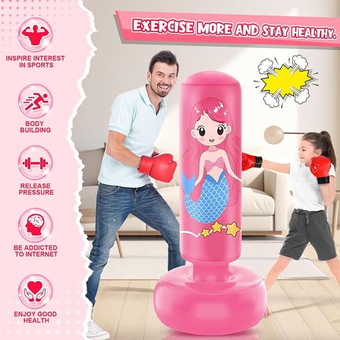 أكياس ملاكمة قابلة للنفخ للأطفال مقاس 3-8، حقيبة ملاكمة مقاس 47 بوصة للأطفال، حقيبة ركل مع قفازات ملاكمة للأطفال، حقيبة ملاكمة للأطفال، مجموعة ملاكمة للأطفال لتدريب الكاراتيه والتايكوندو MMA in Kuwait