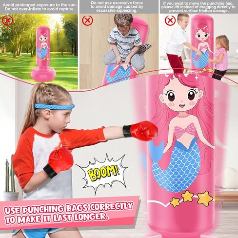 أكياس ملاكمة قابلة للنفخ للأطفال مقاس 3-8، حقيبة ملاكمة مقاس 47 بوصة للأطفال، حقيبة ركل مع قفازات ملاكمة للأطفال، حقيبة ملاكمة للأطفال، مجموعة ملاكمة للأطفال لتدريب الكاراتيه والتايكوندو MMA in Kuwait