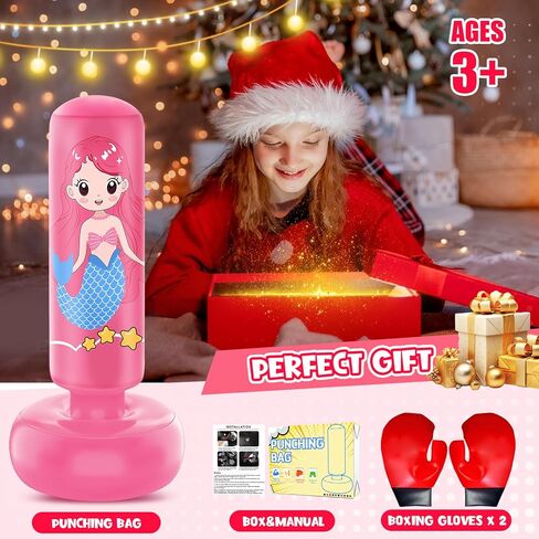 أكياس ملاكمة قابلة للنفخ للأطفال مقاس 3-8، حقيبة ملاكمة مقاس 47 بوصة للأطفال، حقيبة ركل مع قفازات ملاكمة للأطفال، حقيبة ملاكمة للأطفال، مجموعة ملاكمة للأطفال لتدريب الكاراتيه والتايكوندو MMA in Kuwait