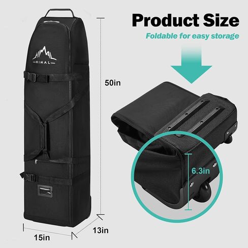 Himal Outdoors Soft-Sided Golf Travel Bag with Wheels - Heavy Duty 600D Polyester Oxford Wear-Resistant, Excellent Zipper Universal Size in Kuwait