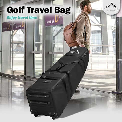 Himal Outdoors Soft-Sided Golf Travel Bag with Wheels - Heavy Duty 600D Polyester Oxford Wear-Resistant, Excellent Zipper Universal Size in Kuwait
