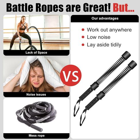 Ropeless Battle Ropes – 2 Pack Portable Effective Heavy Ropes for Home Gym and Workout Exercise Rope Battle Ropes for Home Training Ropes for Working Out Weighted in Saudi Arabia