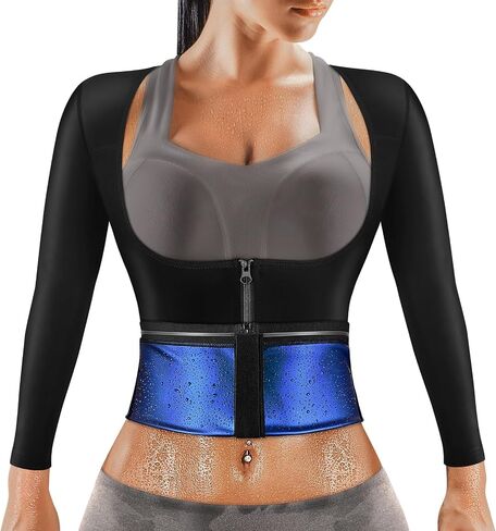 MATKAO Sauna Suit for Women Weight Loss Sauna Shirt for Women Sweat Suit Waist Trainer Vest Fitness Body Shaper Zipper in Saudi Arabia