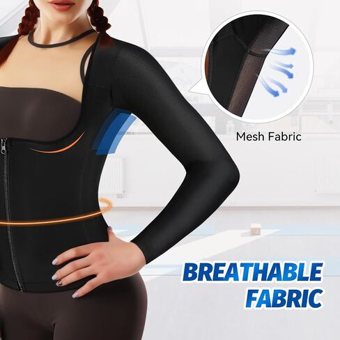 MATKAO Sauna Suit for Women Weight Loss Sauna Shirt for Women Sweat Suit Waist Trainer Vest Fitness Body Shaper Zipper in Saudi Arabia