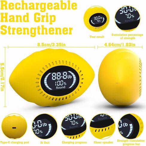 Grip Strength Tester, Digital Grip Strength Trainer with Cheer Sound, Progress Bars, Up to 220lbs Hand Gripper Strengthener, Forearm Strengthener, Fitness Toy, Stress Balls for Adults Kids in Kuwait