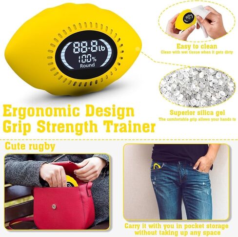 Grip Strength Tester, Digital Grip Strength Trainer with Cheer Sound, Progress Bars, Up to 220lbs Hand Gripper Strengthener, Forearm Strengthener, Fitness Toy, Stress Balls for Adults Kids in Kuwait