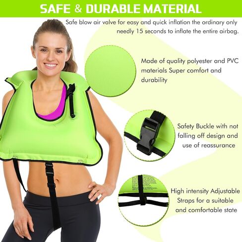 Jerify 4 Pcs Inflatable Snorkel Vest Adults, Portable Swim Vest Jackets, Adjustable Kayaking Jackets Safety Vests for Snorkeling Swimming Diving Surfing (Yellow, Rose Red, Black, Blue) in Kuwait