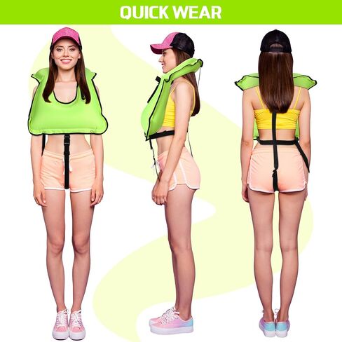 Jerify 4 Pcs Inflatable Snorkel Vest Adults, Portable Swim Vest Jackets, Adjustable Kayaking Jackets Safety Vests for Snorkeling Swimming Diving Surfing (Yellow, Rose Red, Black, Blue) in Kuwait