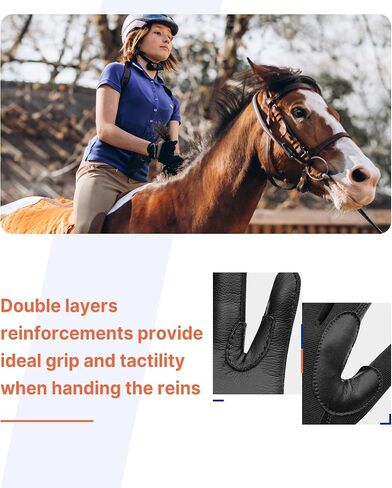 ChinFun Kids Leather Insulated Horse Riding Gloves Breathable Children Equestrian Gloves Anti-Slipping Horseback Mitts in Kuwait