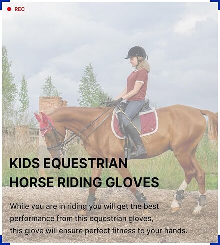 ChinFun Kids Leather Insulated Horse Riding Gloves Breathable Children Equestrian Gloves Anti-Slipping Horseback Mitts in Kuwait