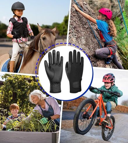 ChinFun Kids Leather Insulated Horse Riding Gloves Breathable Children Equestrian Gloves Anti-Slipping Horseback Mitts in Kuwait