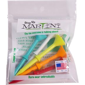 Martini Golf Tees DMT007 Durable Plastic Step-UP Tees (5 Pack), Assorted Colors, 3.25"