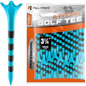 Professional Plastic Golf Tees 100 Pack (3-1/4"), Enhanced Durability & Stability, Minimize Friction and Side Spin