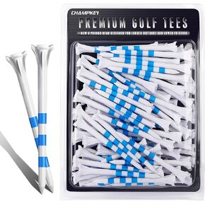 CHAMPKEY Premium 3 Prongs Golf Tees 50 Pack or 100 Pack - Low Friction and Resistance Golf Plastic Tees - Improve Swing Accuracy and Distance (100 Pack, 3-1/4")