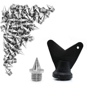 42 Pieces Steel Spikes Track Shoe Spikes,1/4 Inch Shoe Spikes Replacement with Spike Wrench for Sports Running Track and Cross Country (Silver)