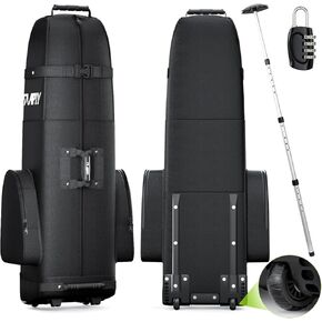 Padded Golf Club Travel Bag with Wheels, Golf Luggage Case Cover for Airline - with Luggage Lock, Waterproof Coating Layer, 1200D Wear-Resistant Oxford