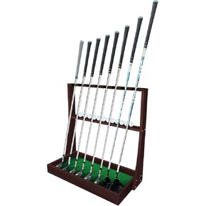 Wooden Golf Club Holder Stand Floor Display Rack,Golf Putter Stand Holds 8 Clubs 12 Balls,Golf Club Storage Rack for Indoor Home Office Floor Garage