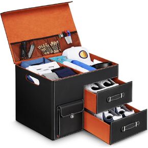 YOREPEK Premium Golf Trunk Organizer, Large Capacity Car Storage Box with 2 Drawers for Golf Shoes, Waterproof Car Golf Locker for Clothes, Tees, Golf Accessories for Men, Golf Gifts for Men Golfers