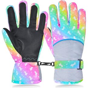 Kids Gloves Winter Waterproof Snow Ski Gloves for Girls, Winter Outdoors Warm Snowboard Gloves for Children