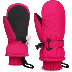 Kids Mittens Waterproof, 3M Thinsulate Children Boys Girls Warm Windproof Winter Skiing Gloves for Kid- 4-8T