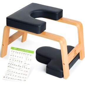 Yoga Headstand Bench, Stand Yoga Chair for Balance Training, Core Strength Building, Upside Down Chair for Relaxation, Handstand Trainer Inversion Chair for Home Gym (Chocolate Black)
