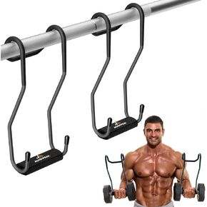 Dumbbell Spotter Hooks for Bench Press Connecting and Hanging Dumbbells to Barbells - with Cowhide Leather Straps Provide an Anti-Slip and Safety Workouts