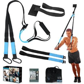 Bodyweight Fitness Resistance Suspension Kit Extension Strap Door Anchors, Powerlifting Strength Workout Straps Full Body Complete Home Gym Body Core Exercise