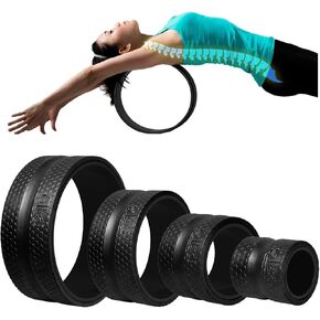 Back Roller Wheel- Foam Padded Back Stretcher Wheel with Center Spine Cradle- Stretching Wheel for Back Pain Set of Four