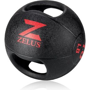ZELUS Medicine Ball with Dual Grip| 10/20 lbs Exercise Ball |Weight Ball with Handles| Textured Grip Exercise Ball |Strength Training| Core Workouts
