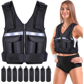Adjustable Weighted Vest Weights Set: Sportneer 2-18 lbs/2-40 lbs Body Weight Vests 16 In 1 Fast Adjust Running Vest for Men Women Gym Home Workout Fitness Strength Training 2-18/40 lbs Removable