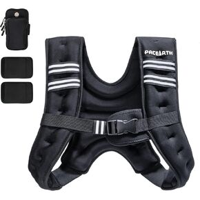 PACEARTH Weighted Vest,4lb/6lb/10lb/12lb/16lb/20lb/25lb/30lb Weight Vest with Reflective Stripe, Body Weight Vests Adjustable for Men, Women Workout, Strength Training, Running, Walking, Jogging
