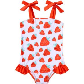 Vieille Toddler Girls Swimsuits Ruffle Bathing Suits One Piece Swimwear 2-6T