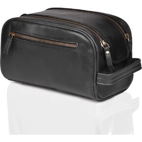 LEATHER VILLAGE Premium Leather Toiletry Travel Pouch With Waterproof Lining - Brown | King-Size Handcrafted Vintage Dopp Kit Bag in Kuwait