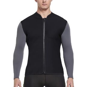DEHAI Mens Women's Wetsuit Top Jackets, 2mm 3mm Neoprene Kids Wet Suit Long Sleeve Shirt and Youth Front Zip Sleeveless Vest, Water Sports Keep Warm for Diving Swimming Waterski Surfing