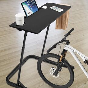 Ikkle Adjustable Bike Trainer Fitness Desk, Workstation Standing Desk for Treadmill Cycling, Cycle Desk Trainer Stand Table for Indoor Workstation (Black)