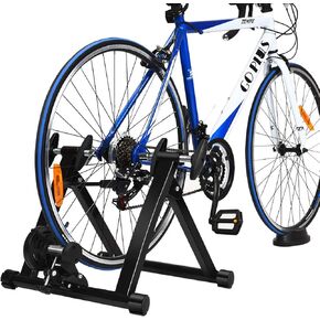 Goplus Bike Trainers for Indoor Riding, Folding Stationary Bike Stand with Magnetic Flywheel for Bicycle Cycling Training, 26’’ - 28’’ Wheels Road & Mountain Bikes