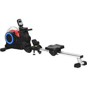 Soozier Water Rowing Machine for Home, Foldable Rower Machine with Adjustable Resistance, Wheels, LCD Monitor and Tablet Holder, 264lbs Weight Capacity