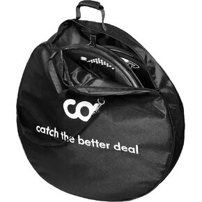 CyclingDeal Bike Bicycle Double Wheel Bag - Soft Foam Padded for 700c Road Bike & 26" 27.5" 29" MTB Wheel Set - Quality Nylon 600D with Detachable Shoulder Strap - Double Wheel Bag