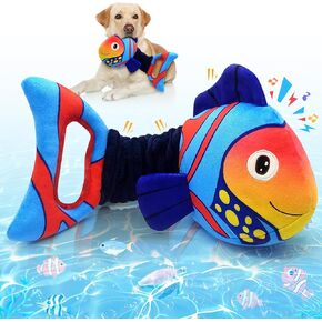 Christmas Dog Toys for Large Dogs：Squeaky Dog Toys-Tug of War Interactive Dog Toys with Crinkled Paper-Plush Dog Toys Keep Them Busy