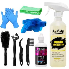 Bike Chain Cleaning Kit - Including Bicycle Chain Cleaner Degreaser, Cycling Chain Lube, Bike Cleaner Brush Tool, and Chain Scrubber Suitable for MTB Ebike Road Bike and Trail Bikes