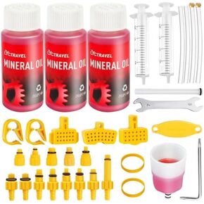 Brake Bleed Kit for Shimano, TEKTRO, TRP Hydraulic Disc Brakes. Bicycle Hydraulic Brake Bleed Kit Including 180ML High Performance Mineral Oil Brake Fluid.