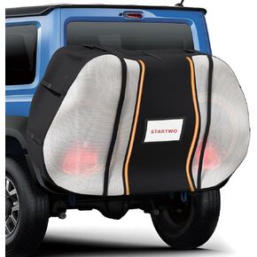 STARTWO Bike Cover for Transport On Rack, Bicycle Cover Outdoor Storage Waterproof for Transport 1,2 Bikes on Car Rear, with Two Elastic straps and License Plate Window, Visible tail lights