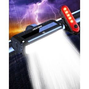 Bright Bike Light for Night Riding, 9000 Lumen Bicycle Light High Beam Low Beam, USB Rechargeable Bicycle Headlight Set, Waterproof Bike Headlight and Taillight for Adult Kid Mountain